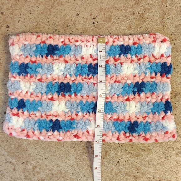 Handmade Pink Blue White Crochet Cat Ear Beanie Hat NEW - Picture 10 of 12